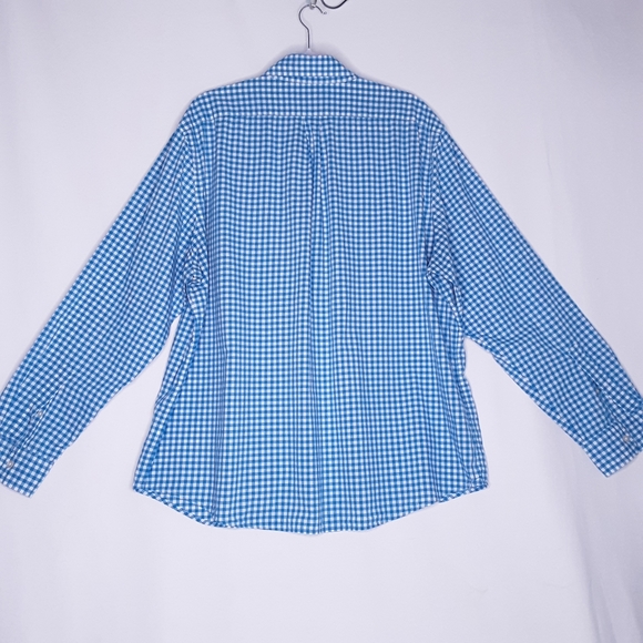 Vineyard Vines Aqua Blue & White Gingham Plaid Slim Fit Tucker Shirt Size XXL - Picture 4 of 8